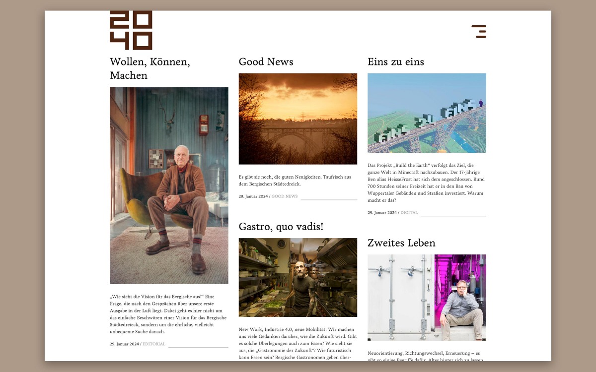 Screenshot der Online-Ausgabe des 2040 Magazins