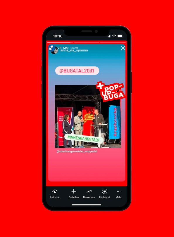 Screenshot Pop-up-BUGA auf Instagram