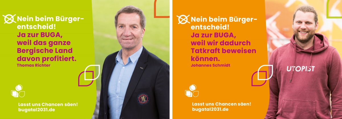 Zwei Postkartenmotive der Kampagne zur BUGA 2031 in Wuppertal