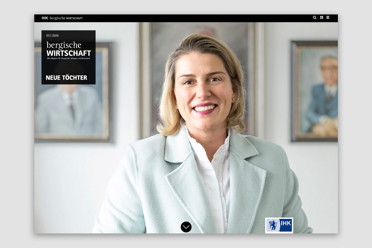 Startseite der Website der IHK Wuppertal Solingen Remscheid