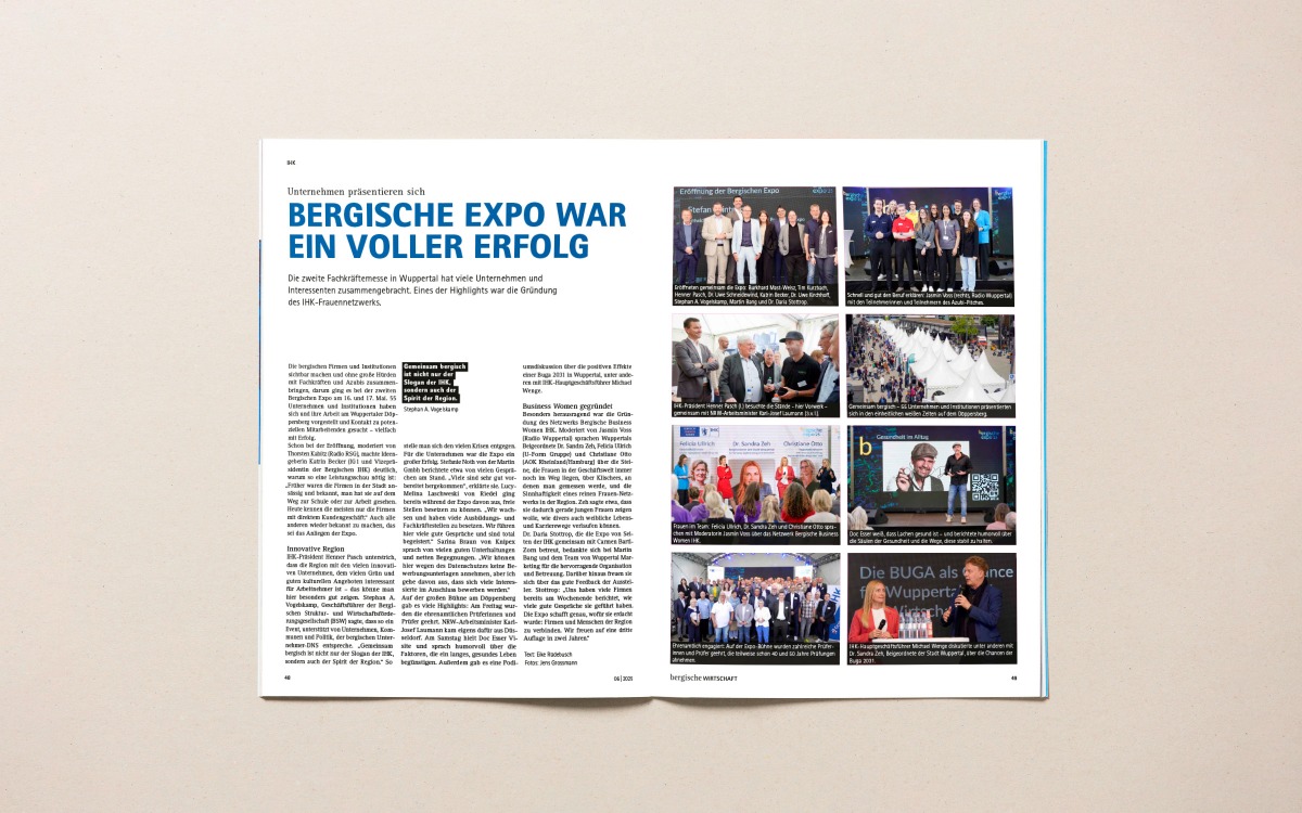 IHK-Magazin Bergische Wirtschaft Doppelseite IHK-Magazin Bergische Wirtschaft Doppelseite