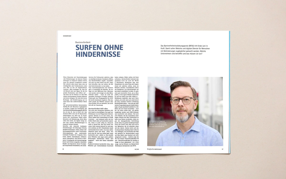 IHK-Magazin Bergische Wirtschaft Doppelseite IHK-Magazin Bergische Wirtschaft Doppelseite