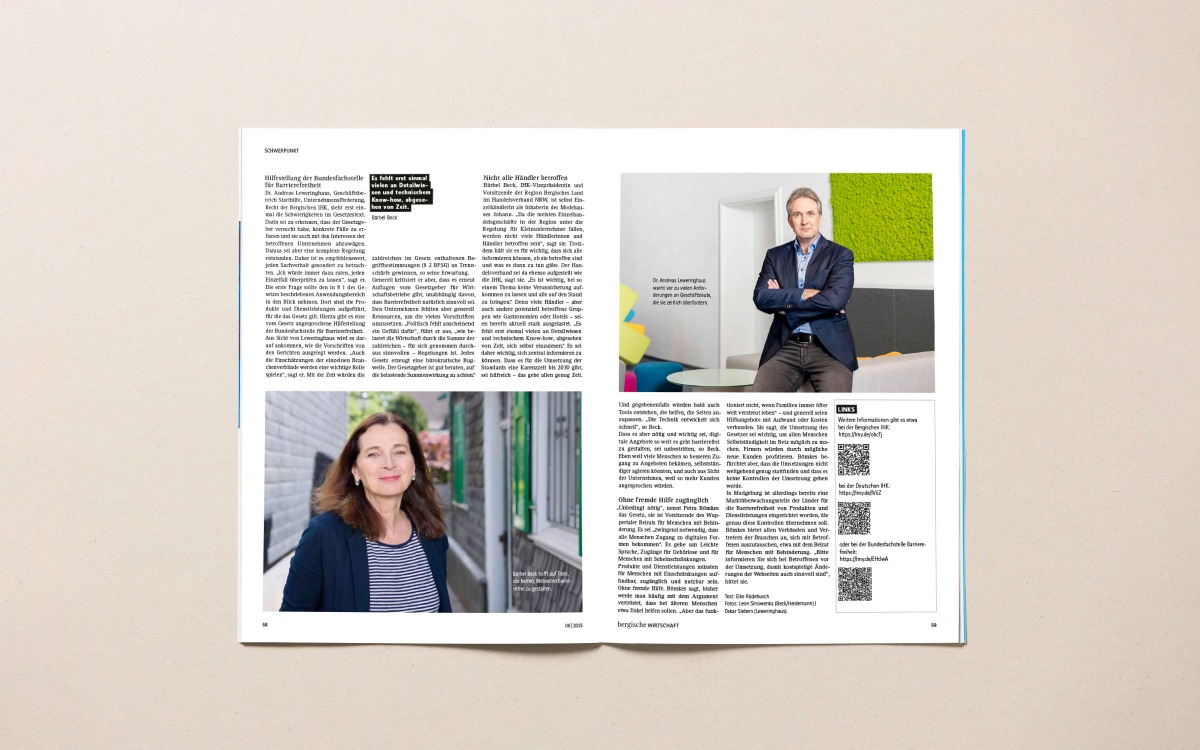 IHK-Magazin Bergische Wirtschaft Doppelseite IHK-Magazin Bergische Wirtschaft Doppelseite