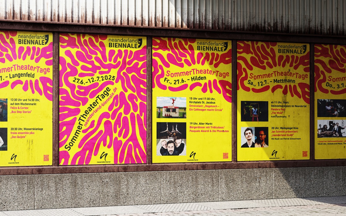Mehrere Plakate der SommerTheaterTage Neanderland Biennale Mehrere Plakate der SommerTheaterTage Neanderland Biennale