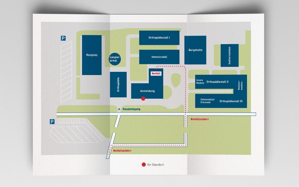 Anischt des Lageplans der Pferdeklinik Leichlingen