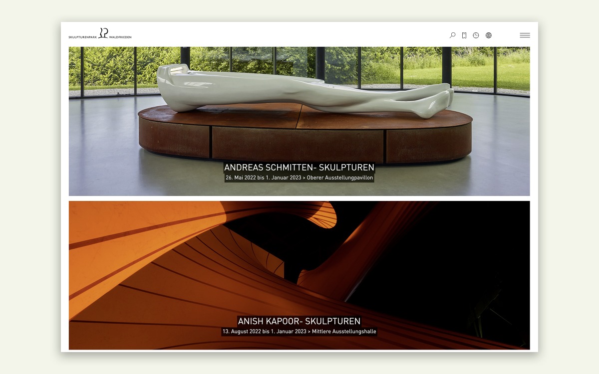 Desktop-Ansicht Website Skulpturenpark Waldfrieden
