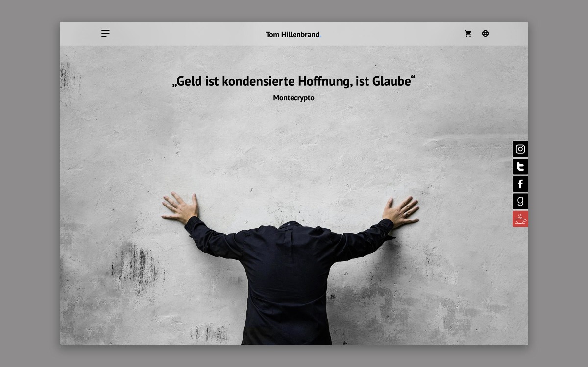 Screenshot der neuen Website des Autoren Tom Hillenbrand