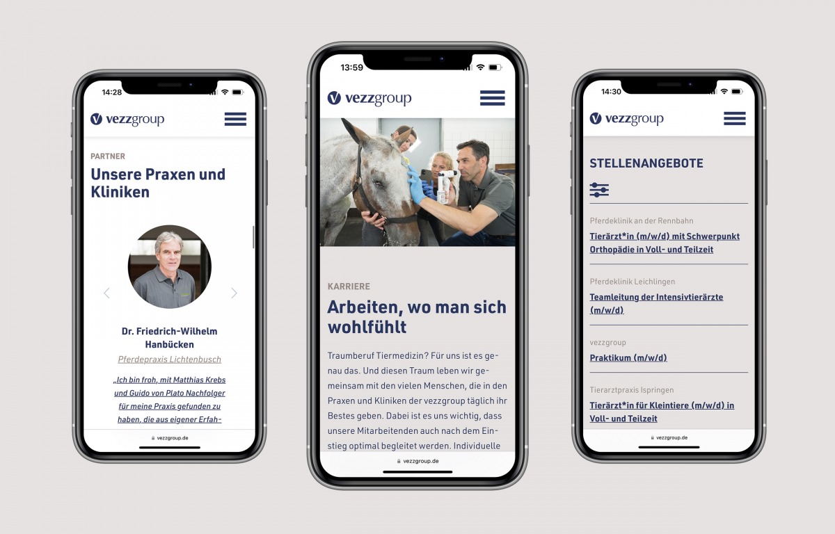 vezzgroup Website als mobile Ansicht